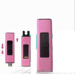 Mais novo Metal Plástico Usb Recarregável Eletrônico Isqueiro Elétrico Charuto Cigarro Fumando Tabaco Herbal à Prova de Vento 2 Estilos