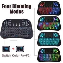 El más nuevo Mini Rii i10 Teclado inalámbrico 2.4G Air Mouse Control remoto Touchpad 7 colores Teclados retroiluminados para Smart Android TV Box Tablet PC Ps3 Xbox Consola de juegos