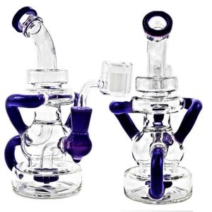 Tuyaux en verre bleu Bécher Pipe à fumer Pipe à main en Pyrex Poignée d'herbe sèche Recycleur de verre Dab Rig Pommeau de douche Narguilé en ligne