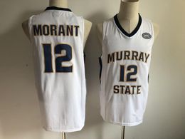 Nieuwste NCAA Murray State College 12 Ja Morant Stitched Basketball Jersey Shirt Hoge kwaliteit Groothandel 2019 Draft