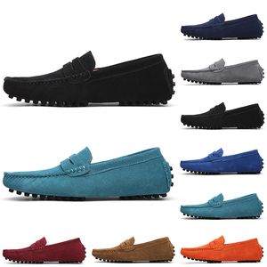 Nieuwste niet-merk mannen Casual suede schoenen zwart licht blauw rood grijs oranje groen bruine heren slip op luie lederen schoenmaat 38-45