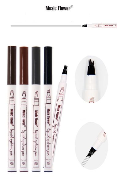 Durable Musique imperméable Fleur liquide Sourcils Pen 4 Pointu Sourcils exhausteurs Tattao Sens de Super Durable 4 couleurs disponibles DHL