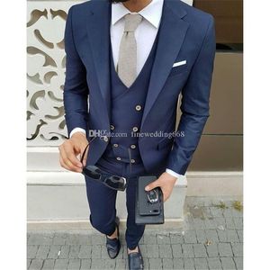 Date One Button Groomsmen Notch Lapel Wedding Groom Tuxedos Hommes Costumes Mariage / Bal / Dîner Meilleur Blazer Homme (Veste + Cravate + Gilet + Pantalon) 624