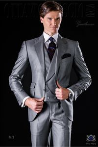 Date One Button Groomsmen Notch Lapel Wedding Groom Tuxedos Hommes Costumes Mariage / Bal / Dîner Meilleur Blazer Homme (Veste + Cravate + Gilet + Pantalon) 663