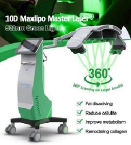 La más nueva máquina de adelgazamiento de eliminación de grasa sin dolor 10d Luces verdes giratorias Terapia de alivio del dolor con láser Equipo de belleza Láser maxlipo Pérdida de peso delgada