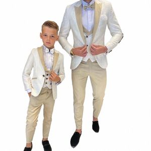 Nieuwste Patroon Vader en S Mannen Pakken Bruiloft Prom Bruidegom Tuxedos Terno Masculino Slim Fit Blazer 3 Stuks Jas + broek + Vest i0Rs #