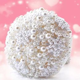 Bouquet de perles artificielles, fait à la main, broche en cristal ivoire, nouvelles fleurs de mariage, Bouquets de mariée, nouvelle collection