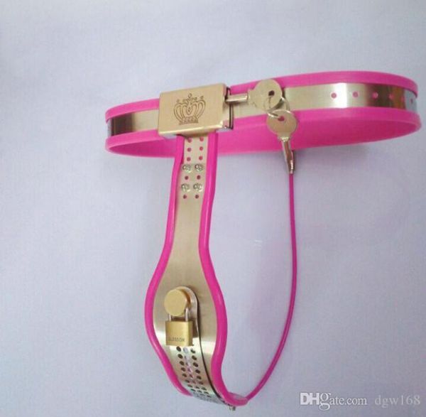 Ceinture de dispositif de chasteté femelle rose avec bouchon vaginal réglable en acier inoxydable modèle-T pour les femmes bdsm Sex Toy