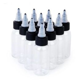 La botella cuentagotas de plástico más nueva de 60 ml con forma de pluma de PET con tapas negras para jugo líquido E Cig envío gratis DHL LL