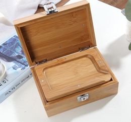 NOUVEAU PORTABLE BAMBOO WOOD HERB HERB TOBACCO Cigarette Fumer cigarette Préroll Rouleau Rolling Tray Grinder Storage Bong contenu4424812