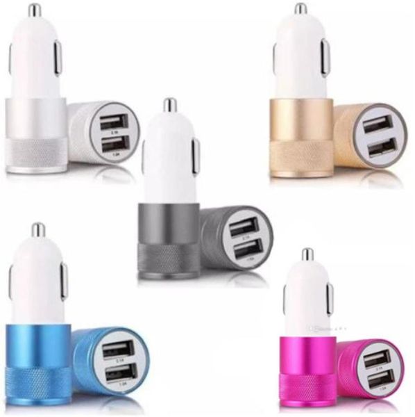 El más nuevo cargador de coche portátil, adaptador USB dual de 2 puertos de metal, universal, 12 voltios, 1, 2 amperios, para iPhone, Samsung, teléfonos móviles, varios estilos 1064815