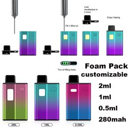 La plus récente boîte postless jetable 0,5 ml 1 ml 2 ml Accepte une batterie rechargeable personnalisée de 280 mAh Chargeur de type C Pods de dispositif vides avec pack de mousse en gros