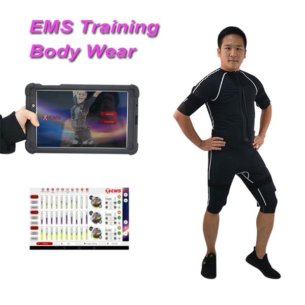 Plus récent professionnel gymnase pro ems définitions étendues machine de conditionnement physique sans fil EMS formateur Muscle Stimulator Machine Costume Fitness