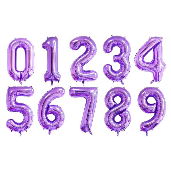 Date Violet Couleur Numéro Feuille 40 Pouces Ballons En Aluminium Ballon À Air Fête D'anniversaire De Mariage De Noël Décoration Articles De Fête Prix De Gros