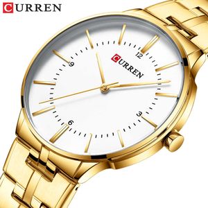 Nieuwste Quartz horloges Luxe Merk Curren Relogio Masculino Gold Watch voor Mannen Simple Business Polshorloge Herenklok 2019 Q0524