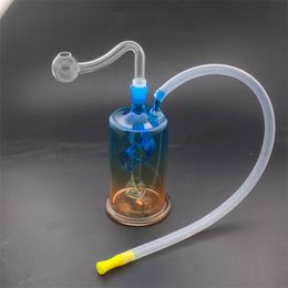 Nieuwste rasta kleurrijke glazen olie -brander bong recycler dab rig glazen water pijp douchekop olielig