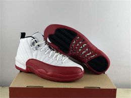El lanzamiento más nuevo 12 Cherry Shoes Blanco Negro Varsity Red Air Deportes al aire libre 12S Zapatillas de deporte con original EE. UU. 7-13 EUR 40-47,5