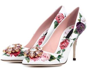 Date strass fleur talons hauts femme bout pointu Rose diamant cristal chaussures plates femmes chaussures de mariage de luxe