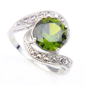 Anillos más nuevos para mujer, peridoto Natural, Plata de Ley 925, redondo, verde oliva, 10 Uds., regalo navideño de Navidad, envío gratis