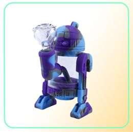 NOUVEAU ROBOT BONG SILICONE PIPE À MAIN R2D2 CONCEPTION AUCUNABLE ACRYLIE BUBLABLE EAUGS HAUTS TEMPS SILICONE DAB RIGNAGE POT224446