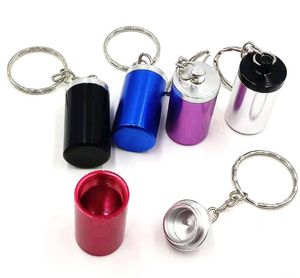 Le plus récent pot rond en aluminium étanche boîte à pilules cachette pots porte-bouteille bijoux conteneur porte-clés porte-clés 35*17mm 5 couleurs