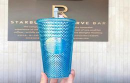 Nieuwste S Blue Dreamy Dazzle Goddess Laser Straw Coffee Cup 710ml Midden Autumn Jade Rabbit Plastic Cold Water Cup bijbehorening94431093637815