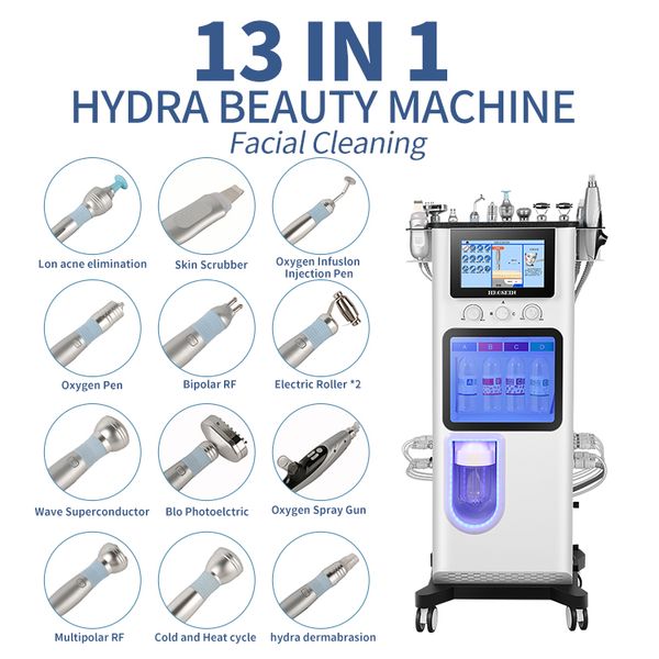 NOUVEAU SALON 14 IN 1 MACHINE FACIALE HYDRA OXYGENS HYDRO DERMabrasion Aqua Jet Peelling Facial Skin Analysis Machine