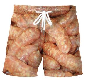 Los más nuevos pantalones cortos de moda de verano para hombre con estampado 3D de comida para fiesta de salchichas, pantalones de chándal geniales combinables con todo para la playa de Harajuku XY01