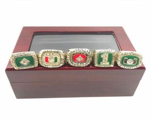 Nieuwste serie sieraden Hurricanes 1983 1987 1989 1991 2001 Ring met houten doos souvenir Eagle Miami Men 2214153