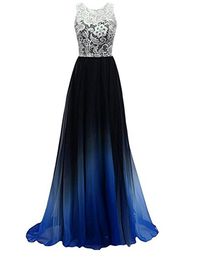 Nieuwste sexy kant gradiënt prom jurken met lange chiffon plus size ombre avond feestjurken formele feestjurk QC1531