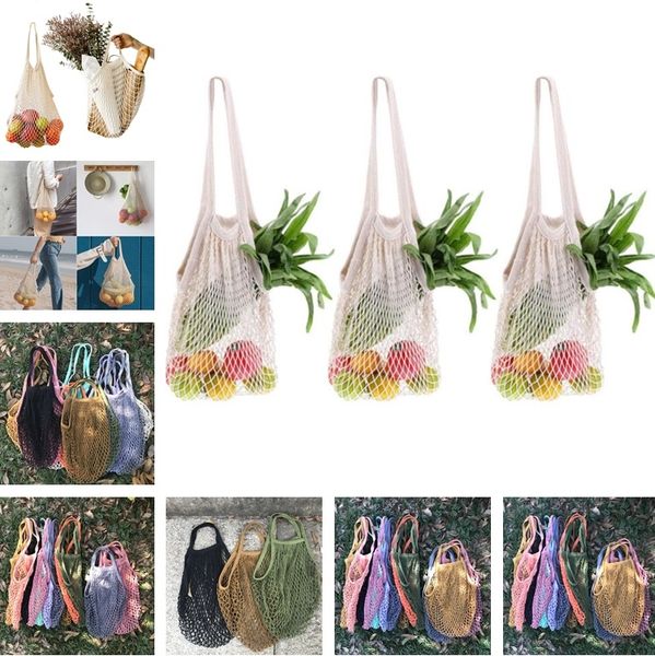 Date Shopping Sac D'épicerie Réutilisable Shopper Fourre-Tout Filet De Pêche Grande Taille Mesh Net Tissé Coton Sacs Portable Sacs À Provisions Sac De Rangement 9080