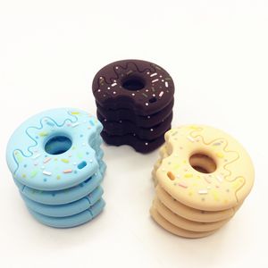 Nieuwste siliconen donut bijtring met touw ketting food grade siliconen tandjes speelgoed donut kauwen hanger baby gift verpleegketting