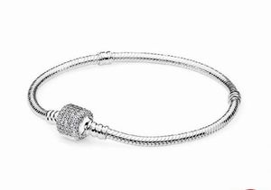 Nieuwste Zilveren Bangle Armbanden Echt 925 Sterling Zilveren Bedels Armbanden met Clear CZ Snake Chain DIY Sieraden Groothandel Hot Sale