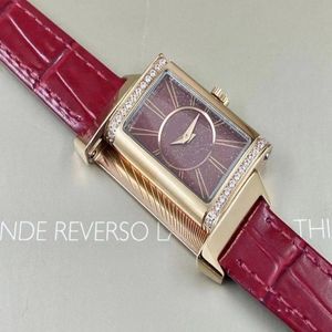 NIEUWSTE kleine 23x39mm dameshorloge Reverso Ultra Thin liefhebbers trouwen roestvrij staal vintage lady Edition Quartz hoge kwaliteit meisje wat282z