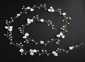 Date petite fleur blanche bandeaux faits à la main mode acrylique cristal accessoires de cheveux de mariage bijoux flexibles pour les femmes JCG1212596736