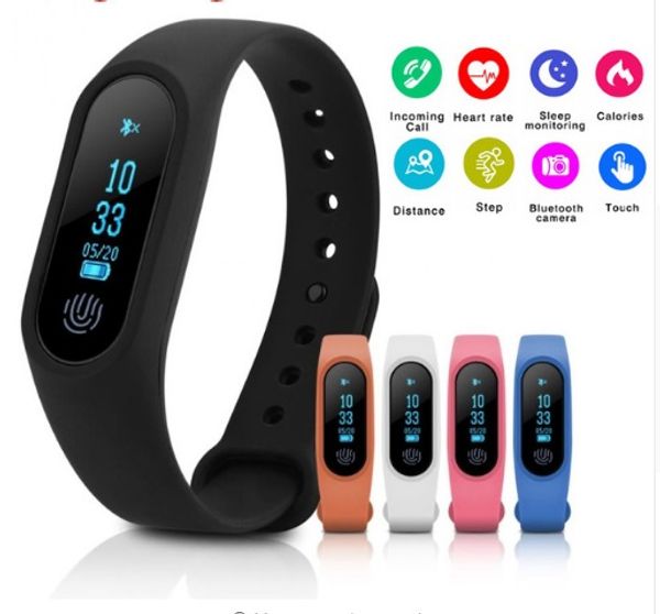 La más nueva banda inteligente M2 banda impermeable Monitor de ritmo cardíaco pulsera inteligente Bluetooth rastreador de actividad física podómetro pulsera