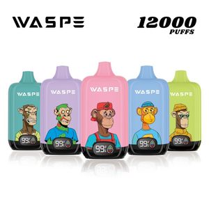 El más nuevo vape desechable inteligente Waspe 12000 puffs caja de 12k vaporizador más vendido en Europa 10 sabores 0% 2% 5% nic cigarrillo electrónico pod vapes