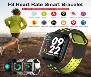 Monitor de frecuencia cardíaca más nuevo F8 impermeable IP67 Rastreador de fitness Smartwatch Sleep Sleep Monitor para iOS Android1700441