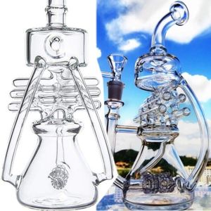 Rokende drievoudige pijp waterpijp lucentie big dabs bubbler percolator rookglas bongs helix wind lichter recycle 14 mm gebogen type