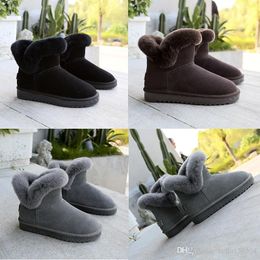 Nouvelles bottes de neige hiver en cuir véritable femmes Australie classique bottines fourrure noir gris marron femmes fille chaussures chaussures décontractées grande taille