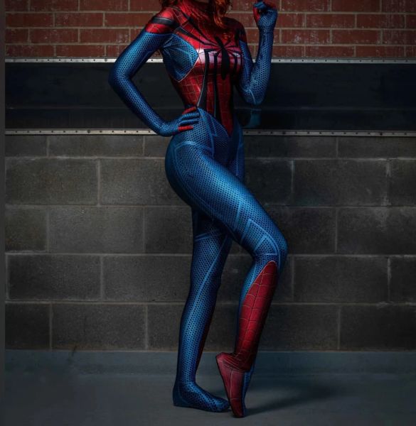 NOUVEAU Costume de cosplay Spidergirl Adultes Kids Imprimé Femme Spider Superhero Zentai Bodys Bodys Girls Woman Halloween Suit