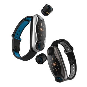 Les nouveaux bracelets intelligents sport regardent avec des twins twins Bluetooth Earphone T90 Fitness Herfait Hypertenue Cadre Heart Monitor étanche IP67 Bracelet de bracelet de bracele