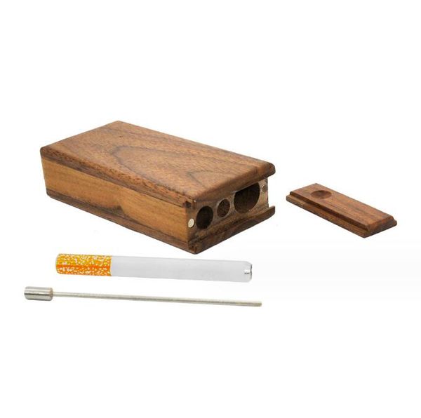 Date pirogue en bois carré avec pelle en métal un frappeur accessoires de fumer conseils en métal filtres à cigarettes tuyau conteneur narguilés Bongs