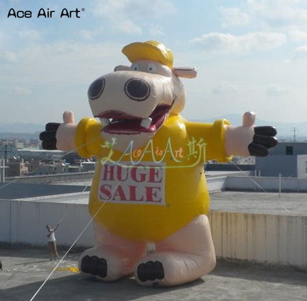 La plus nouvelle mascotte gonflable debout de dessin animé d'hippopotame soufflée par Air pour l'exposition/publicité d'événement de partie en plein Air faite par Ace Air Art