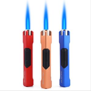 Nieuwste Strong Pen Torches Jet Lichter Butaan Winddicht Straight Ciagle Lighters Igniter Geen gas voor keuken Barbecue Gereedschap 3 Kleuren