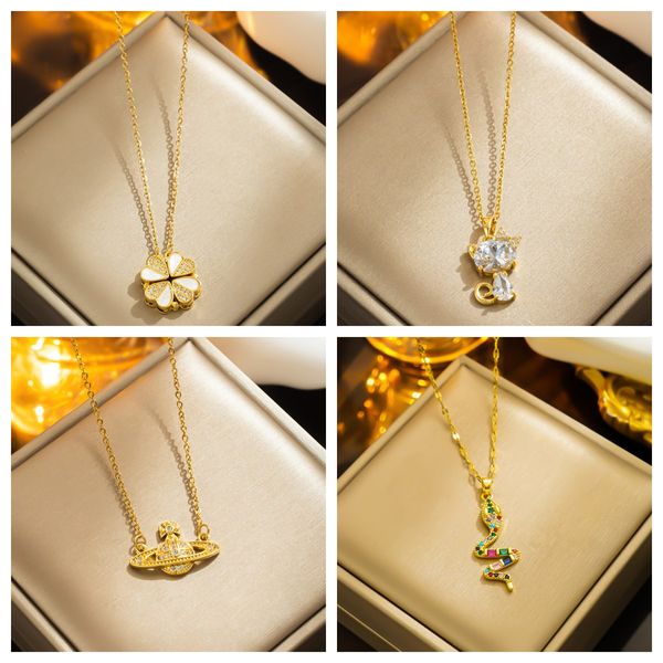 Le plus récent style de mode 18 carats plaqué or diamant pendentif chaîne à lèvres collier en or rose collier de clavicule bijoux accessoires cadeaux sans boîte