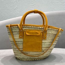 Zomer mandtas Straw geweven handtas vrouwen mannen strand lederen bakken vakantie stijl crossbody shoudler tas tas portemonnee