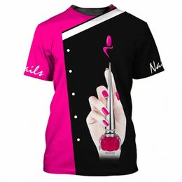 T-shirt d'été Fi pour hommes et femmes, technicien en ongles, nom persalisé, imprimé en 3D, unisexe, décontracté, chemise, uniforme, c7h7 #