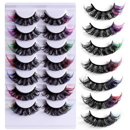 Date Épais Bouclés 7 Paires Couleur Faux Cils Ensemble Léger Doux À La Main Réutilisable Multicouche Vison Faux Cils Maquillage Pour Les Yeux Belles Extensions De Cils