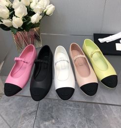 Nieuwste topkwaliteit elegante retro balletsokken 2024 lente snoepkleuren Mary Jane schoenen dames klassieke gemengde kleuren pumps ronde neus platte schoenen echt leer